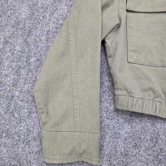 Abercrombie Fitch Jacket Womens XS Green Cropped Utility Snap Front Lined Preppy - Picture 9 of 16